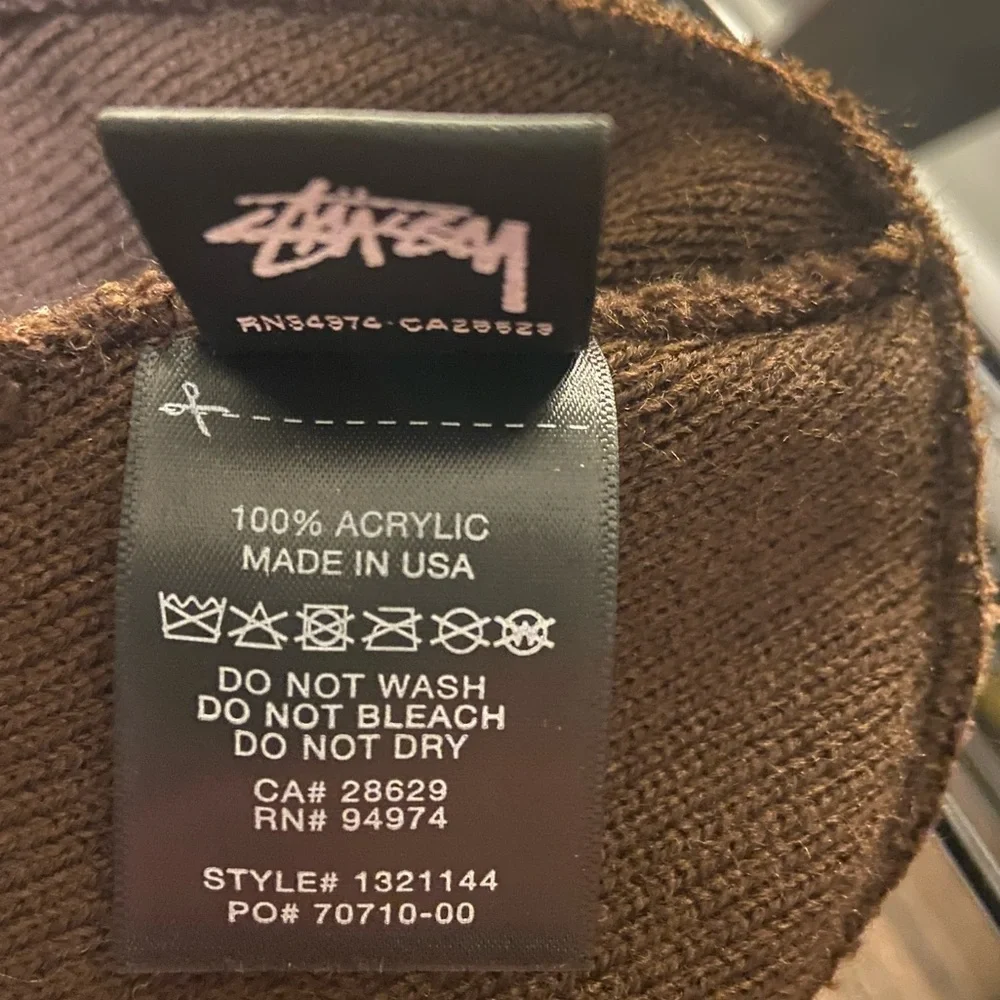 Stüssy Stock/Big Stock Cuff Beanie Brown Logo Y2K Streetwear Skater Unisex USA - Picture 6 of 6